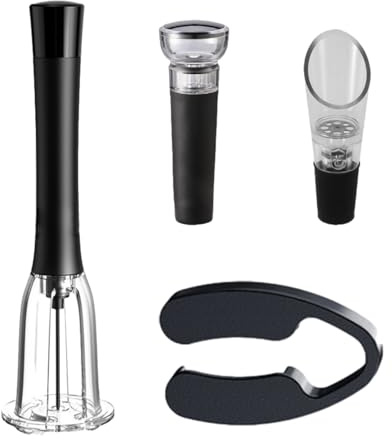 Kapsylöppnare med luftpump för vin – kit med enkel stoppborttagning, vanligt extrakt, folieskärare, luftare och vakuumpropp | Vintillbehör, present till fest, bar