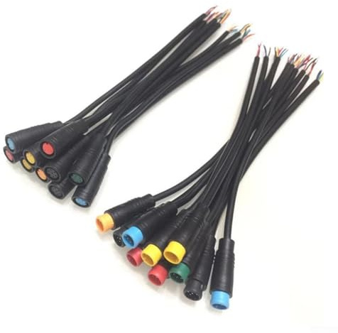 Gettimore Set di 5 paia di connettori M8 a 6 pin DC impermeabili maschio e femmina per bici elettriche, lunghezza 15 cm, per colore nero