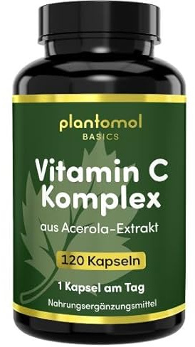 Acerola Vitamin C hochdosiert - 650mg Acerola Kapseln - plantomol® Basics