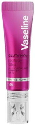 Vaseline Gluta-Hya Royal Plum Läppglans, läppvårdsserum med hyaluronsyra och GlutaGlow-teknologi, färgat och skyddande med SPF 15, (Royal Plum - 1 x 10ml)