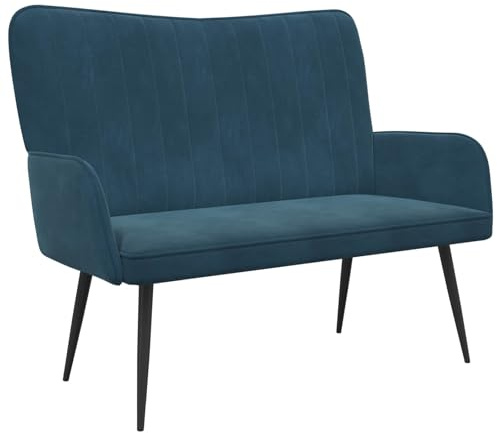 Yisssmeng Zweisitzer Sofa Blau 115 x 61 x 87 cm Samt, Modernes Polstersofa mit Metallbeinen, Kleines Relax-Sofa für Wohnzimmer und Schlafzimmer, Kompakter Loveseat mit weicher Polsterung