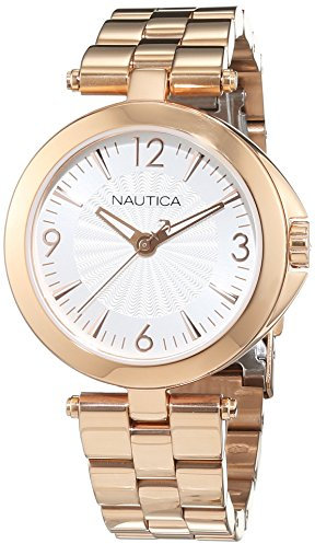 Nautica 0656086079685 - Reloj Analógico para Mujer, Color Nácar Oro Rosa