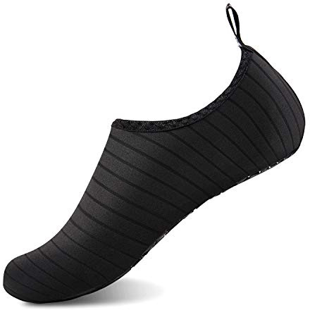 Escarpines Hombre Mujer Playa Zapatos de Agua Secado Rápido Antideslizante Zapatillas de Deportes Acuáticos Buceo NatacióN Surf Yoga(Rayas Negras,38/39EU)