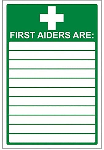 V Safety First Aiders Sign - Portrait - 150mm x 200mm - 2mm Rigid Plastic