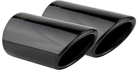 Embellecedor de Tubo de Escape Coche 2 piezas Cola de Escape Coche Acero Inoxidable Negro Pulido Plug&Play compatible con Golf 7 VII Variant Touran 5T para 60mm - L&P A289