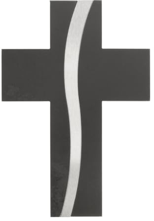 Fritz Cox Steinkreuz mit Edelstahleinlage Weg Des Lebens | christliches Symbol | modernes Kreuz | handgefertigt | mit Edelstahl | einfache Aufhängung | 22cm