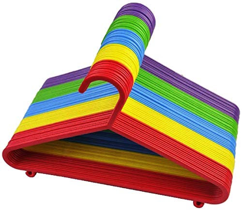 DIVCHI Confezione da 40 grucce tubolari in plastica per bambini, antiscivolo, multicolore, per bambini (confezione da 40)