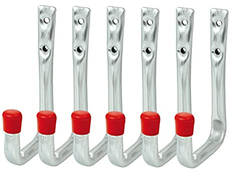 VORMANN Wandhaken Gerätehaken Garagenhaken Lasthaken Haken | Traglast bis 35 kg | witterungsbeständig | U-Form, 6-teiliges Set, Größe 125 x 86 x 53 x 60 mm | Made in Germany
