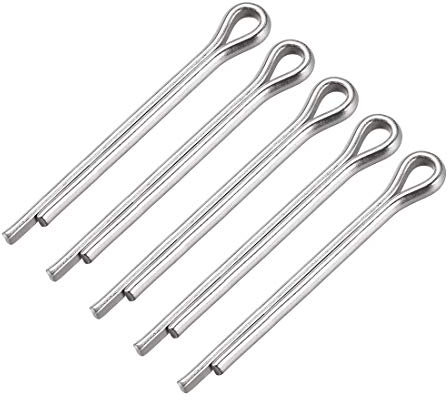 sourcing map Goupille Fendue - 4mm x 35mm Acier Inoxydable 304 2 Broches Ton Argent Attache Clip Clé 5Pcs