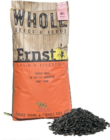 Ernst Grain & Livestock Black Oil Sunflower Seeds - Birdseed for Outside Feeders Wild Bird Food - Ideal Bird Seed for Cardinals, Woodpeckers and More - Non-GMO, 40lb