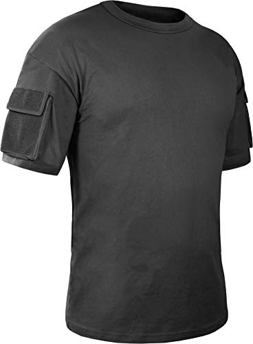 Herren Tactical T-Shirt mit Klett-Ärmeltaschen Farbe Schwarz Größe M