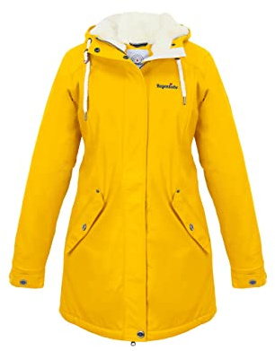 Regenliebe Damen Regenmantel wasserdicht Friesennerz mit Teddyfleece gefüttert
