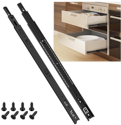 SHUHANG Schubladenschienen Vollauszug mit Kugelgelagerten Schubladenauszug 600mm Schubladenschiene Küchenschubladen Schubladenführungen 45 KG Tragfähigkeit Seitenmontage 1 Paar