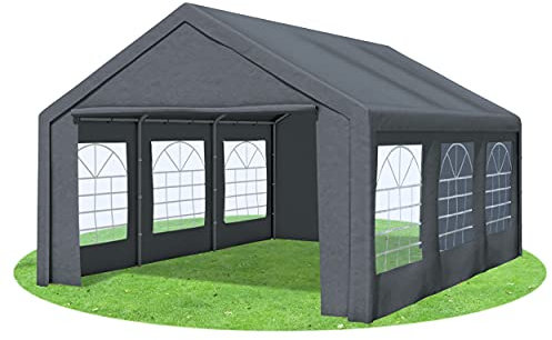 Stabilezelte Partyzelt 4x6 Classic Premium PVC 400 g/m² wasserdicht inkl. Seiten Festzelt Gartenzelt Grau