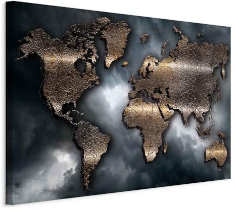 B&D XXL - Leinwandbild Kontinente Himmel, 120x80 cm, 1-teilig, Schlafzimmer | Hochwertige Leinwand, sofort aufhängbar, ideal fürs Wohn- oder Schlafzimmer, wasserfest und lichtecht, langlebig, stilvoll