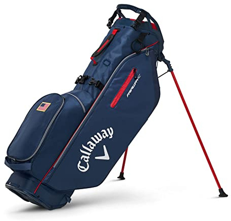 Callaway Golf 2022 Fairway C Standtasche, Doppelriemen, Marineblau/Rot/USA Farbe