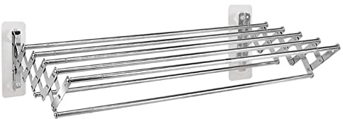 Generic Stendibiancheria da Parete Stendino a Fisarmonica Estraibile Ripiegabile Stendipanni da Muro in Acciaio Inossidabile Wall Mounted Laundry Clothes Drying Rack