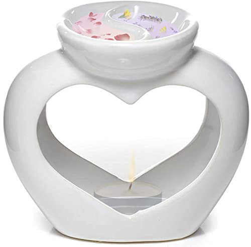 mtb more energy Duftlampe ''Love'' - Duftlicht Teelichthalter Herz - weiß - Höhe 14 cm - Deko Style Home Living