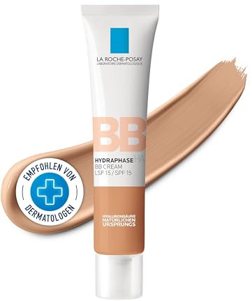La Roche Posay Hydraphase HA BB Cream Mittel: Feuchtigkeitsspendende BB Cream mit LSF 15, Für einen ebenmäßigeren Teint, Nicht fettende Textur, Für normale bis trockene Haut, 40 ml