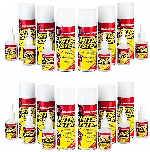 STICK2 Mitre Ultimate Fix Adhesive Kit 50g & 200ml, 24 Kits | Fast-bond adhesive kit with glue and activator spray for wood, MDF, metal, PVC, plastic, rubber and ceramics.