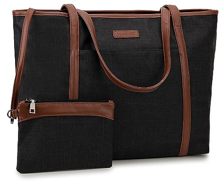 VX VONXURY Laptoptasche Damen 15,6 Zoll Arbeitstasche wasserabweisend | Polyester mit Kunstleder, Büro Uni Reisen, Berufstätige Frauen, 11 Taschen, gepolstertes Laptopfach