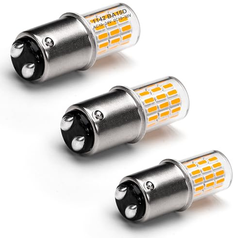 Heifymi 12 Volt BA15D 1142 Bulb Warm White 2700K 3W 1004 1076 1130 1176 LED AC/DC 12-24V Low Voltage Replacement for Marine Boat Navigation Light, RV Camper Dome Light, Outdoor Landscape Light, 3 Pack