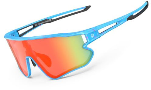 DUCO Polarisierte Fahrradbrille Herren Damen Schnelle Brille DC0023 | [24g TR-90 Super Leicht] Wrap Around Sport Sonnenbrille UV400 Laufbrille Sportbrille für Laufen/Ebike/Rennrad/Baseball