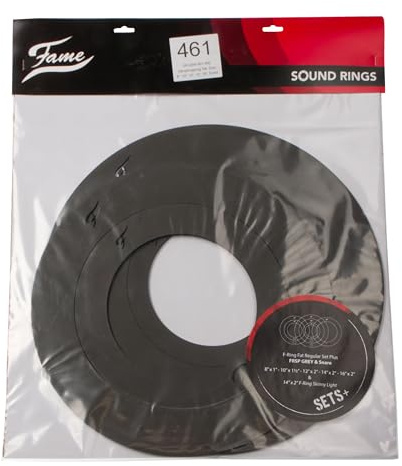 Fame FRSP-G Skinny Regular Plus Set, Grau, Schaumstoff Dämpfungsringe für Schlagzeug, Kontrollierter Sound, Reduzierte Lautstärke, Vintage-Sound, Schneller Einsatz, Für Tom-Tom und Snare, 8, 10, 12,