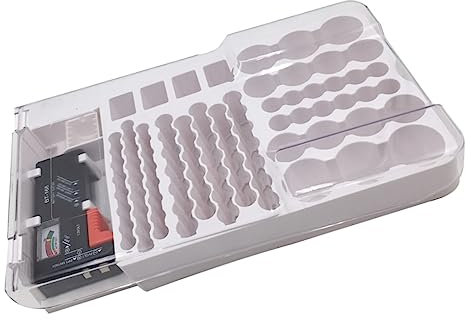 HEMOTON Batterietester mit Batterieaufbewahrungskoffer für Aa Aaa Batterien Tragbarer Batterieprüfer mit Lastwiderstand Batteriezellentester für Haushaltsbatterien Weiß