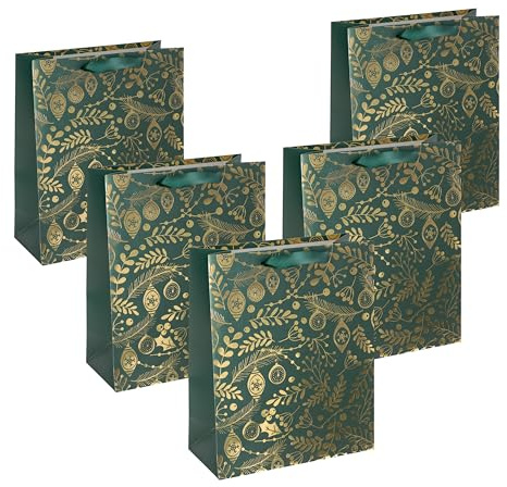 SIGEL GT118 - Juego de 5 bolsas de regalo de papel de gran calidad (26 x 33 cm), color verde