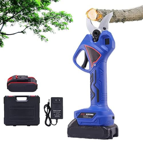 Cordless Electric Pruning Shears with Replacement Batteries - Gardening Cutting Tool for Branches and Fruit Trees up to 45mm Diameter - Includes Tool Box