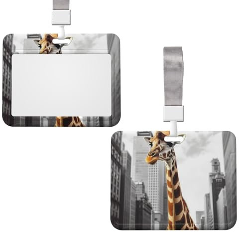 Ausweishalter mit Umhängeband, vertikale Kunststoffhülle, Giraffe in New York, Kartenhalter für Arbeits-Ausweis, U-Bahn-Karte, Zugangskarte