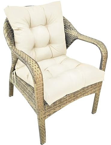Surwin Polsterauflagen für Gartenstuhl, Dicke Stuhlkissen Weich Bequem Gartenstuhlauflage, Kissen für Rattanmöbel und Gartenstuhl Hochlehner Auflage (106x53cm,Beige)