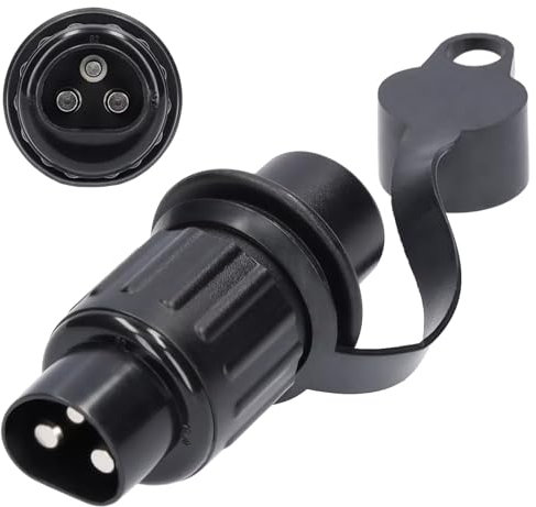 CXTM Spina a 3 poli, adattatore per rimorchio, spina a 3 poli, 12 V, connettore per trattore a 3 poli, conforme alla norma DIN 9680, universale, rimorchio/trattore/auto a 3 poli