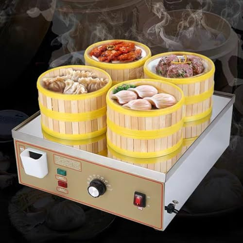 FJYAWEN Vaporera Eléctrica De Dos, Cuatro O Seis Orificios, Vaporera Eléctrica, Cesta Sin Bpa, Cesta Apilable, Alarma De Ebullición En Seco, para El Hogar, La Tienda, El Restaurante Buffet,B