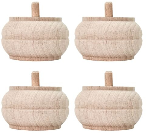 STOLMET Möbelbein aus Buchenholz Möbelfüße aus Holz Möbelfuß Unlackiert Sofa Couch Stuhl Ottomane Schrank 50 mm Höhe Rohholz 4 Stück TOE02