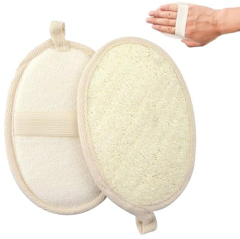 2 Pcs Natural Loofah Sponge Exfoliating Body Scrubber,Exfoliating Loofah Sponge,BodyLoofah Skin BathLoofah,Shower Body Exfoliator Scrubbing Pads,Exfoliator Sponge Face Wash Pads for Women and Men