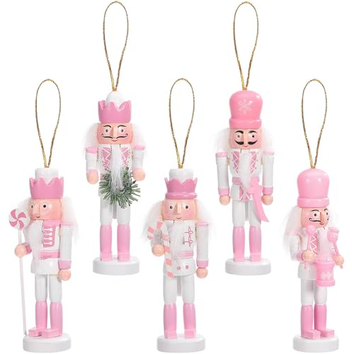 VALICLUD 5 Stück Weihnachts-Nussknacker-Ornamente Mini-Nussknacker-Soldatenfiguren Aus Holz Zum Aufhängen Weihnachtsdekorationen Für Die Weihnachtsfeier
