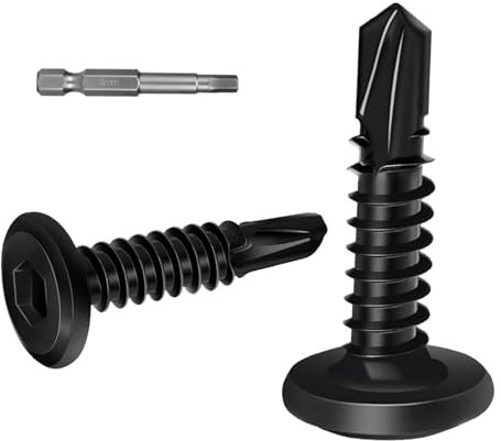 Dayalo Lot de 50 vis autotaraudeuses en acier inoxydable 5,5 x 16 mm Vis autoforeuses à tête plate à six pans creux Noir avec embout