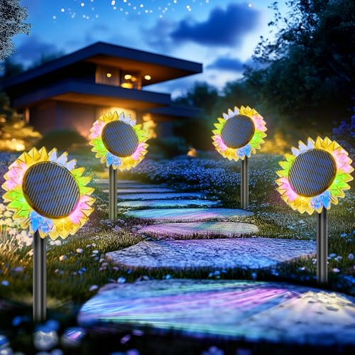 VGYVGYCC Solar Gartenleuchten Solarlampen FüR AußEn Bunt, Wasserdicht, Ideale Bodenleuchten FüR Solarlampen FüR AußEn Garten（4 StüCk ）