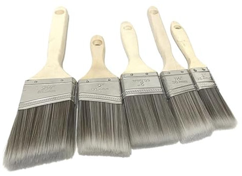 IUVYTA 5-teiliges Pinselset, Heimwerker-Eckpinsel for Innen- und Außenarbeiten, for Latexfarben, Lacke, Flecken, Malwerkzeug Holzgriffpinsel