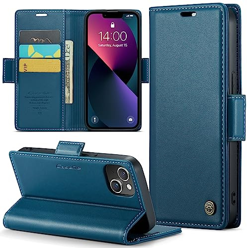 Phernykas Funda para iPhone 13 Libro Case, Cierre Magnético Función Soporte Bloqueo RFID Proteccion Flip Wallet Carcasa Móvil para iPhone 13 Funda, Azul