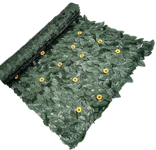Recinzione di edera artificiale, recinzione per la privacy, decorativa traspirante, rotolo da parete per la privacy, sfondo finto antiruggine per balcone, patio, esterno, verde, cortile, appartamento