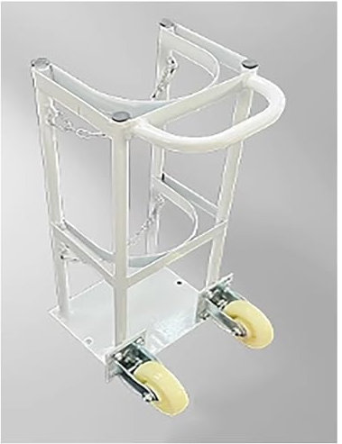 Medizinischer Sauerstoffflaschenwagen, Rollender 2-Rad-Halter für einzelne/doppelte 40-Liter-Gasflaschen, Vertikales Lagerregal, Mobiler Sauerstoffflaschenträger, Robustes und Praktisches De