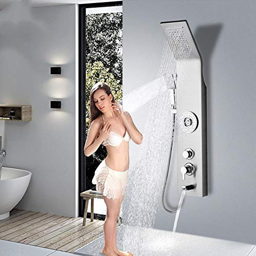 Colonne de Douche en Nickel avec pommeau de Douche Effet Pluie et Cascade, mitigeur à Jet Spa, Ensemble de Douche de Salle de Bain de Type A