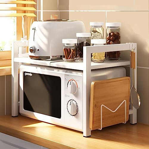 Supporto regolabile per forno a microonde da cucina, soluzione salvaspazio compatta con kit di montaggio, perfetto per microonde e forni elettrici