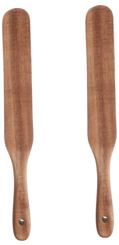 SMASOLO Espátula De Madera Para Masa Madre 33x4 Cm De Acacia, Mango Largo, Antiarañazos, Para Cocinar y Hornear, Utensilio Ecológico Para Cocina, Pack 2 Piezas