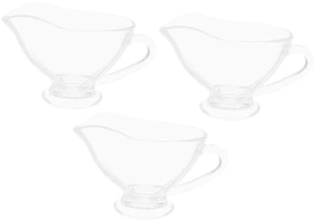 Hohopeti 3 Pièces Bateau à sauce occidentale pichet à sauce mini pichets pour saucière en verre mini saucières Un verre Transparent