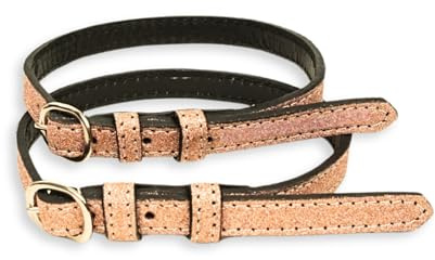 Pferdelinis Sporenriemen Leder 2 Stück Leder Riemen für Sporen Ersatzriemen größenverstellbar Perfekter Halt Reitsporen (Glitzer Rosegold)