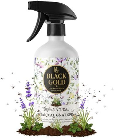 Black Gold Gnat Stop Spray – Natural Fungus Gnat Killer & Soil Treatment – Botanical Plant Insect Control – Stops Gnat Life Cycle – Safe Indoor Plant Care, 500ml (1 Litre Spray Bottle)